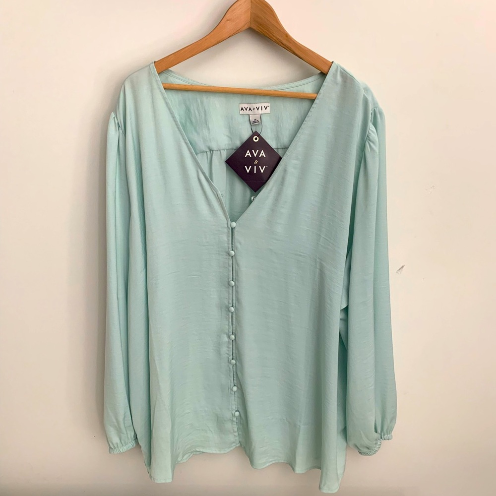 Brand New Blue Silky Blouse